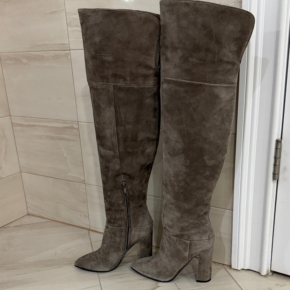 Marc Fisher Breley medium natural Suede Over-the-Knee Boots size 7